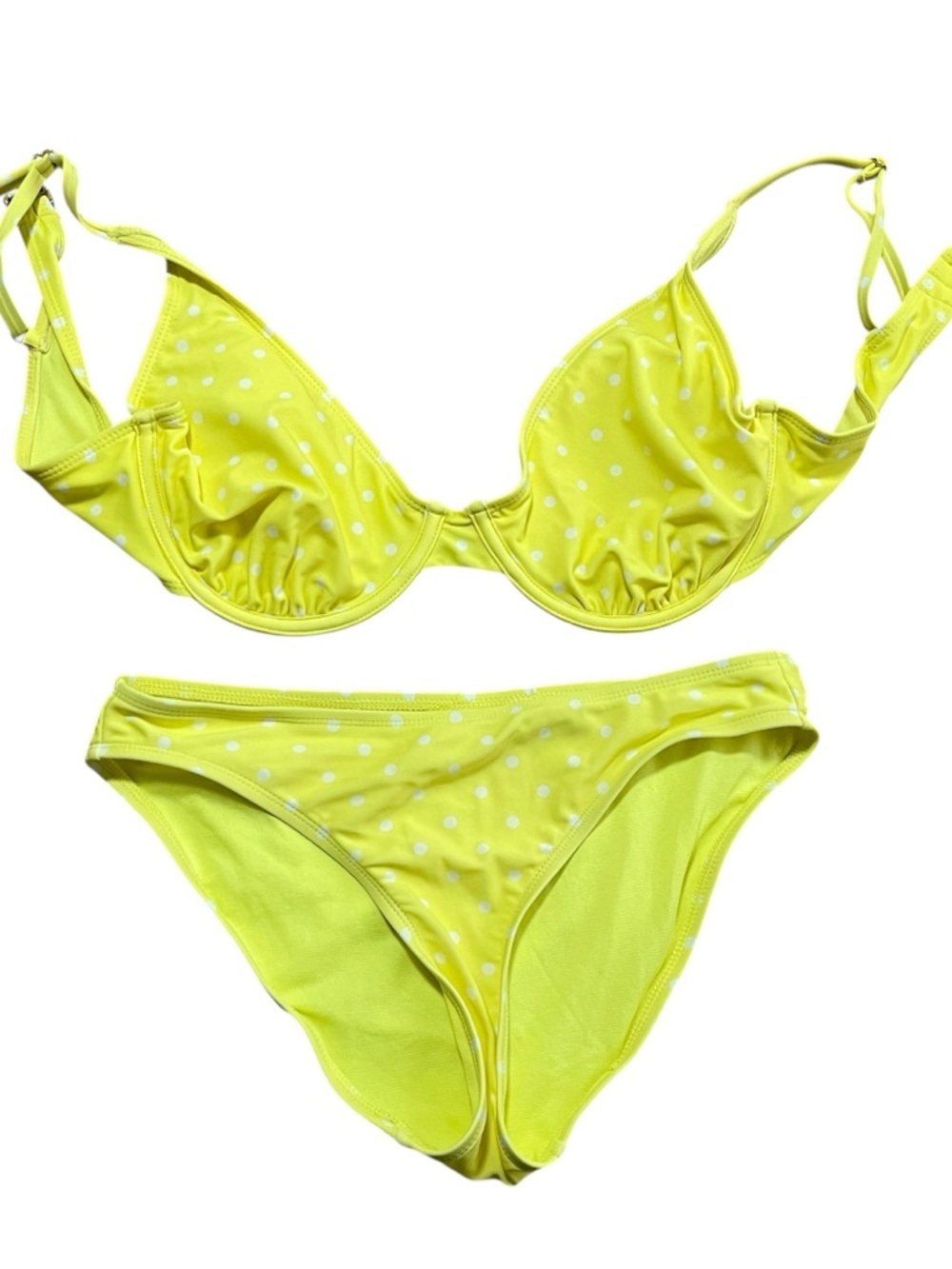 Yellow Polka Dot Bikini 2000s Set Size Small Underwire Y2K Summer Beach Butter